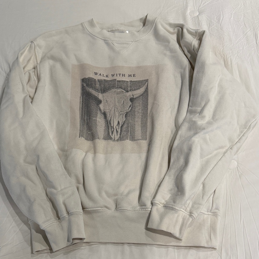 Anine Bing Cream Skull Graphic Sweatshirt